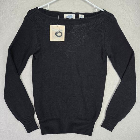 Northern Isles Embroidered Sweater Womens S Acrylic Pullover Scoop Neck NEW - Picture 1 of 11